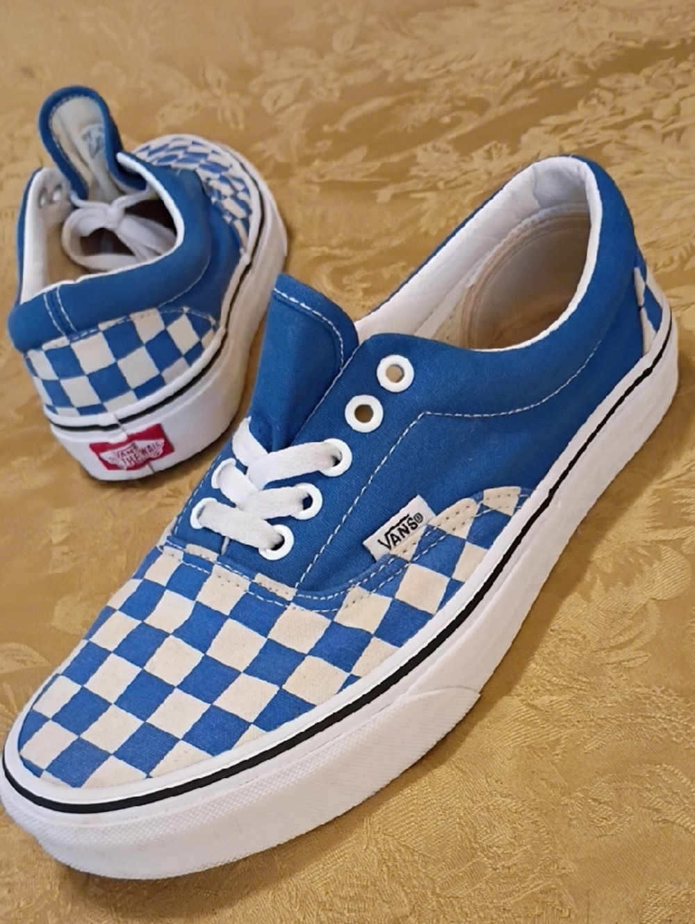 VANS Classic Blue & White Checkerboard Low-Top Sneakers Men's 7.0 Women's 8.5